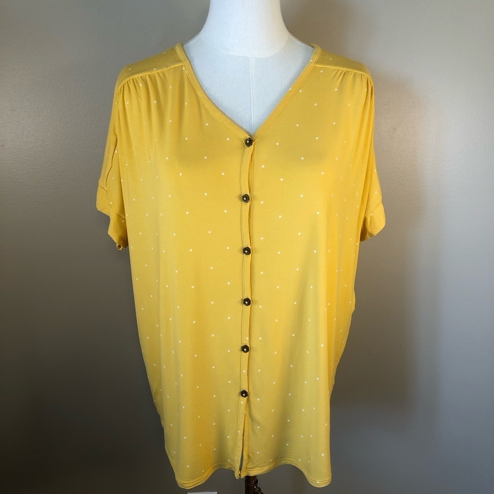 Matilda Jane Yellow Boxy Button Down Shirt Size S